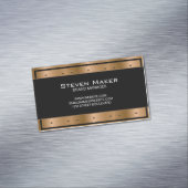 Metaalbrons met klinknagels | Zwarte rand Magnetisch Visitekaartje (Voorbeeld)