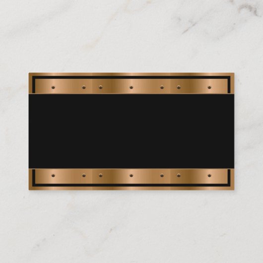 Metaalbrons met klinknagels | Zwarte rand Visitekaartje (Achterkant)