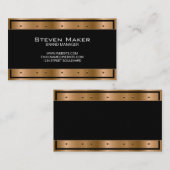 Metaalbrons met klinknagels | Zwarte rand Visitekaartje (Voorkant / Achterkant)