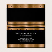 Metaalbrons met klinknagels | Zwarte rand Visitekaartje (Buitenkant ongevouwen)