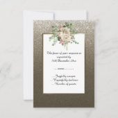 METAALBRONZEN GLITTER WITTE BLOEMEN CUSTOM RSVP (Voorkant)