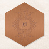 Metaalbruin geborsteld aluminium blikmuis met kope kartonnen onderzetters (Voorkant)