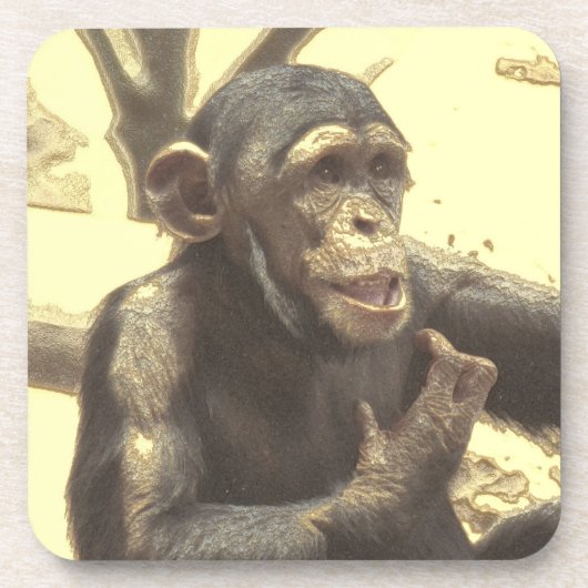 metaalchimp bier onderzetter (Voorkant)