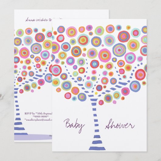 Metaalcirkelboom Aangepaste Baby shower-uitnodigin Kaart (Voorkant / Achterkant)