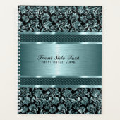 Metaaldamp en geborstelde aluminium blauwe tinten planner (Voorkant)