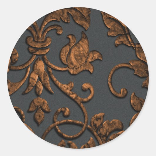 Metaaldamp in reliëf, koper ronde sticker (Voorkant)
