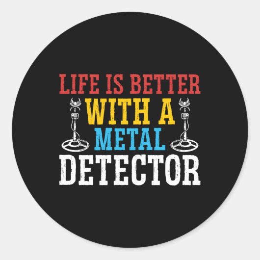 Metaaldectorist Dirt Vist schatkistjachtmunten Ronde Sticker (Voorkant)
