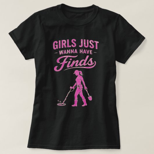 Metaaldetectie Roze Dame T-shirt (Design voorkant)