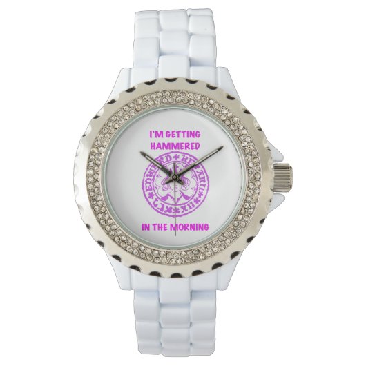 Metaaldetectie Roze Gehämmerde Munt Horloge (Voorkant)