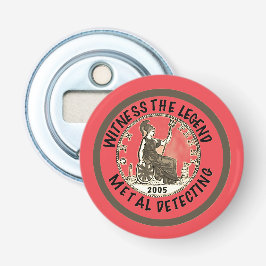 Metaaldetectorist 21e verjaardag button flesopener