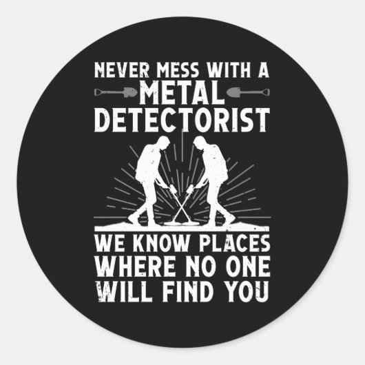 Metaaldetectorist voor metaaldetectie ronde sticker (Voorkant)