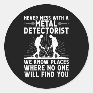 Metaaldetectorist voor metaaldetectie ronde sticker