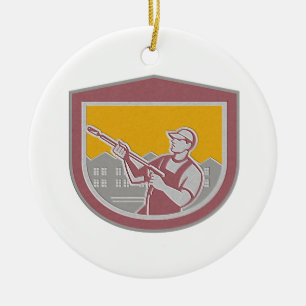 Metaaldrukwasmachine Reinigingswerker reboot Keramisch Ornament