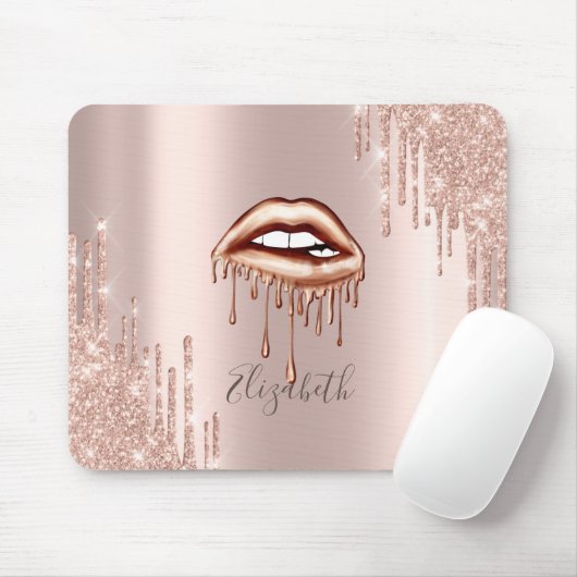 Metaaldruppelaar, Roos Gold Glitter Drivers Muismat (Met muis)