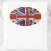 Metaaleffect unie jack vlaggen ovale sticker (Tas)