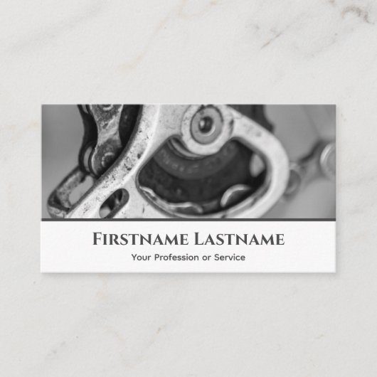 Metaalfietspiniton voor fietsenreparatiewinkels visitekaartje (Voorkant)