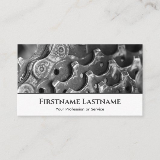 Metaalfietspiniton voor fietsenreparatiewinkels visitekaartje (Voorkant)