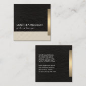 Metaalgarnaal en leder met strips vierkante visitekaartje (Voorkant / Achterkant)