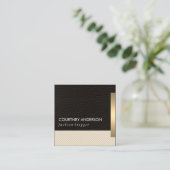 Metaalgarnaal en leder met strips vierkante visitekaartje (Staand voorkant)