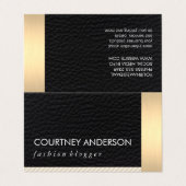 Metaalgarnaal en leder met strips visitekaartje (Buitenkant ongevouwen)