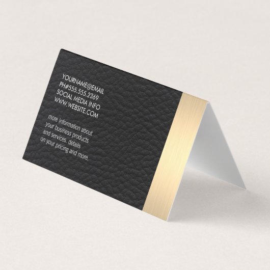 Metaalgarnaal en leder met strips visitekaartje (Achterkant)