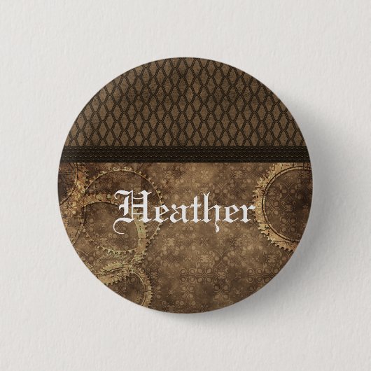 Metaalgear Steampunk-Button, bruin Ronde Button 5,7 Cm (Voorkant)