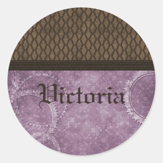 Metaalgear Steampunk-Stickers, Paars Ronde Sticker (Voorkant)