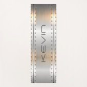 Metaalgeborsteld aluminium geometrisch ontwerp yogamat (Voorkant)