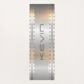 Metaalgeborsteld aluminium geometrisch ontwerp yogamat (Achterkant)