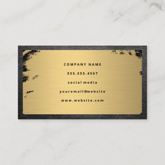 Metaalgeborsteld goud | Ledergrens Visitekaartje (Achterkant)