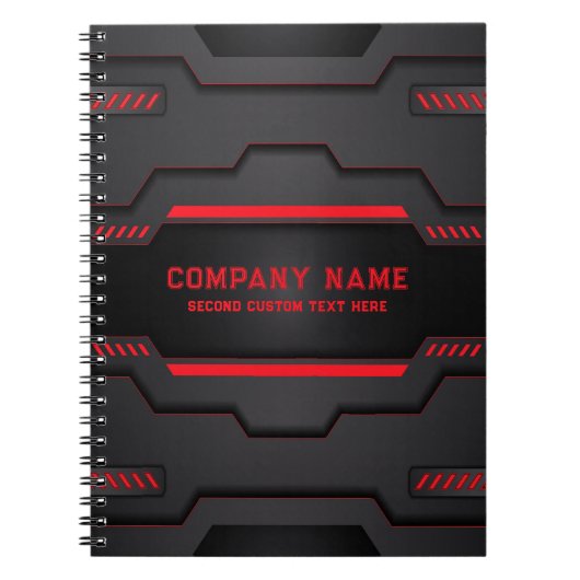 Metaalgeometrisch ontwerp voor zwart en rood notitieboek (Voorkant)