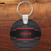 Metaalgeometrisch ontwerp voor zwart en rood sleutelhanger (Voorkant)