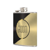 Metaalgeometrisch ontwerp voor zwarte en goudfaux heupfles (Links)