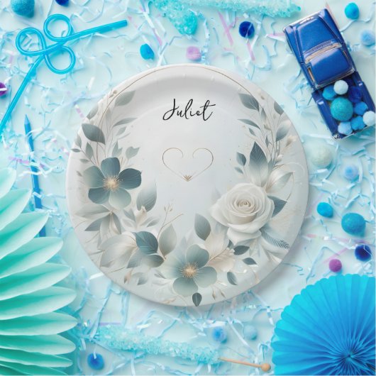 Metaalglam glanzend high-end zilver Vrijgezellenfe Papieren Bordje (Feest)