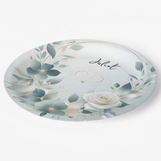 Metaalglam glanzend high-end zilver Vrijgezellenfe Papieren Bordje (Gekanteld)