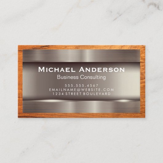 Metaalglans | Houtnerf Visitekaartje (Voorkant)