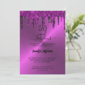 Metaalglitter dripping Birthday Invitation Kaart (Staand voorkant)