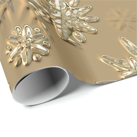 MetaalGold Effect Snowflake Wrappapier Cadeaupapier (Rol Hoek)