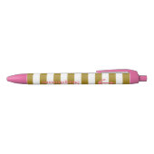 MetaalGold Stripes en roze Nautisch Zwarte Inkt Pen (Bovenkant)