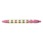 MetaalGold Stripes en roze Nautisch Zwarte Inkt Pen (Achterkant)