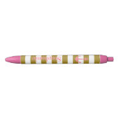 MetaalGold Stripes en roze Nautisch Zwarte Inkt Pen (Voorkant)