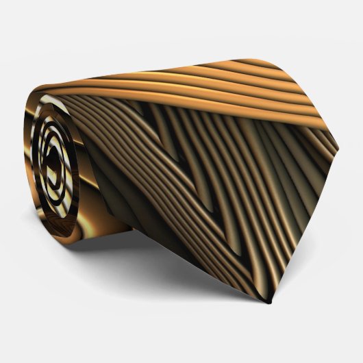 Metaalgolden golven patroon stropdas (Opgerold)