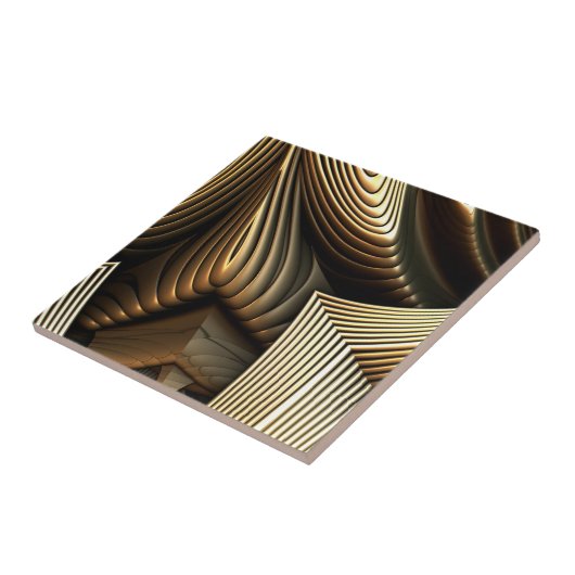 Metaalgolden golven patroon tegeltje (Zijkant)