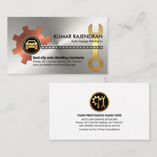 Metaalgolfmetaal voor het aandrijven van tandwiele visitekaartje (Voorkant / Achterkant)