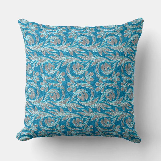 Metaalgolven, Lt Blue-White-Square Sierkussen (Voorkant)