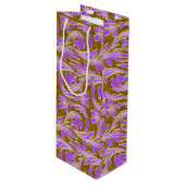 Metaalgolven-Paars-Gold-WINE-GIFT BAG Wijn Cadeautas (Voorkant Gekanteld)