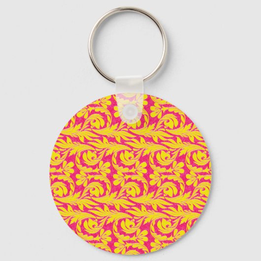Metaalgolven roze-geel sleutelhanger (Voorkant)