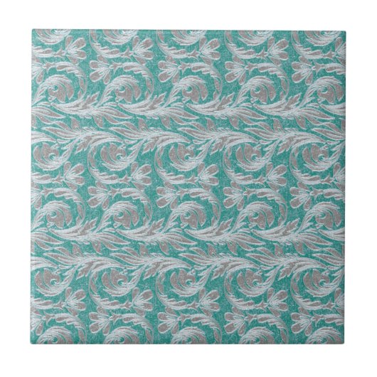 Metaalgolven, Seafoam-White CERAMIC TILE Tegeltje (Voorkant)