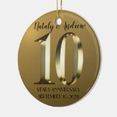 Metaalgoud 10e bruiloft keramisch ornament (Links)