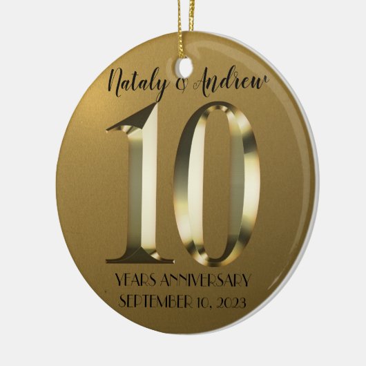 Metaalgoud 10e bruiloft keramisch ornament (Links)